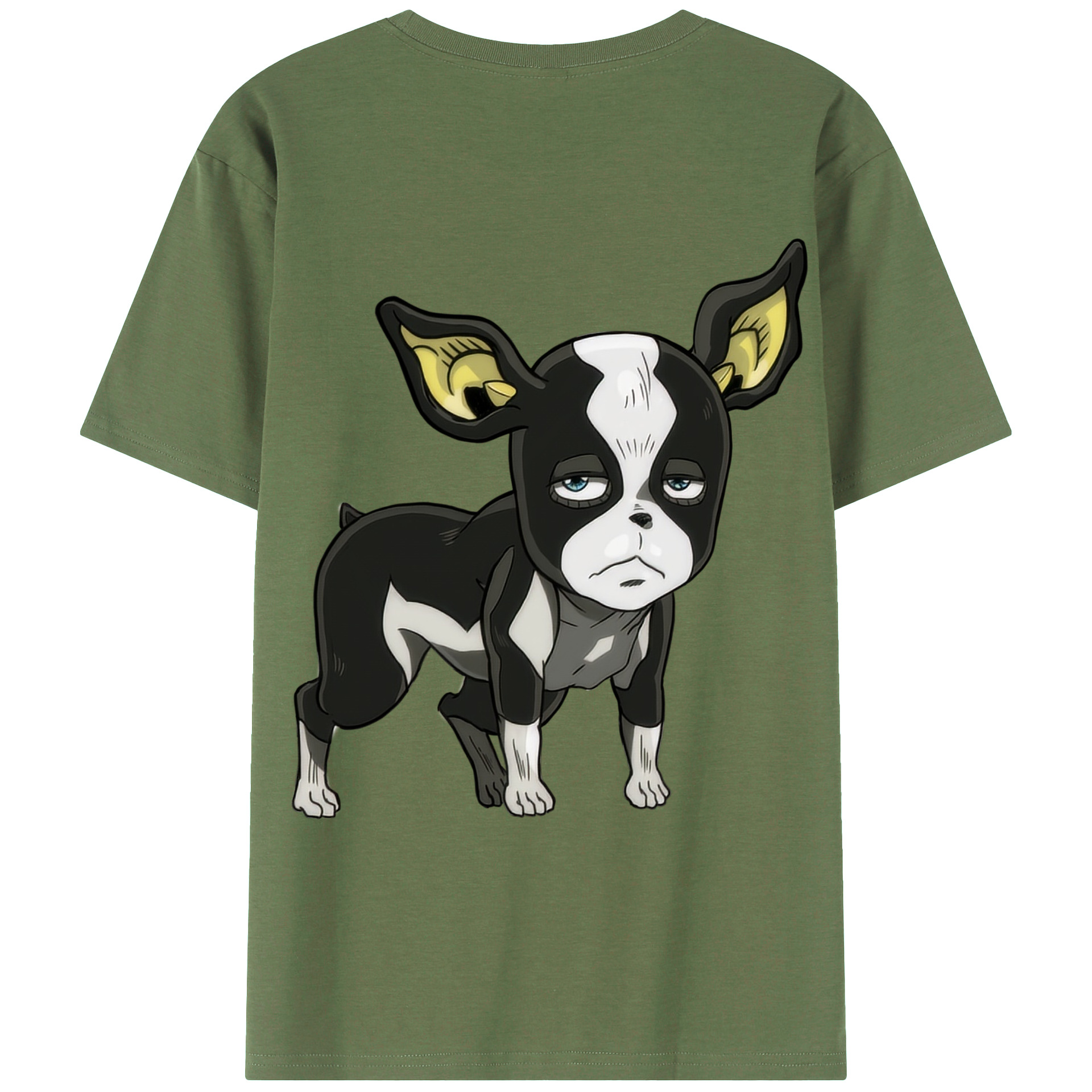 （画像用） ジョジョの奇妙な冒険 イギー JoJo's Bizarre Adventure Iggy 綿100％ メンズ半袖Tシャツ（バックプリント） 通気性